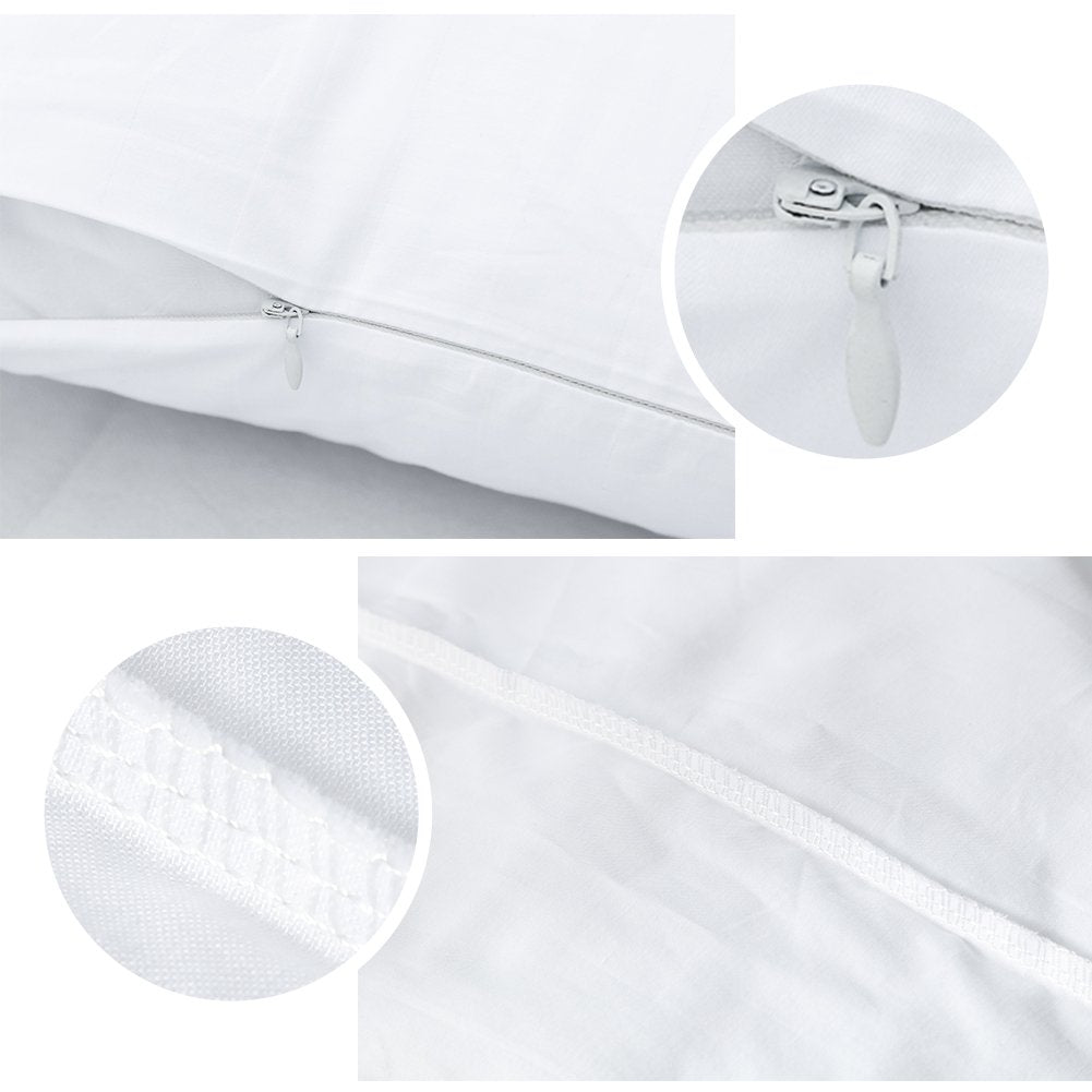 Ensemble de 4 taies d'oreiller Garvee en 100 % coton égyptien, fermeture éclair, hypoallergénique, format queen, respirantes et résistantes, pour chambre à coucher