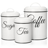 Garvee boîtes de rangement avec couvercles, lot de 3, boîtes métalliques blanches de 1,5 l, hermétiques et empilables, idéales pour le café, le thé et le sucre