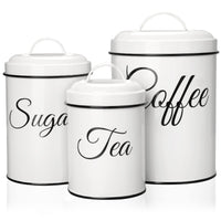 Garvee boîtes de rangement avec couvercles, lot de 3, boîtes métalliques blanches de 1,5 l, hermétiques et empilables, idéales pour le café, le thé et le sucre