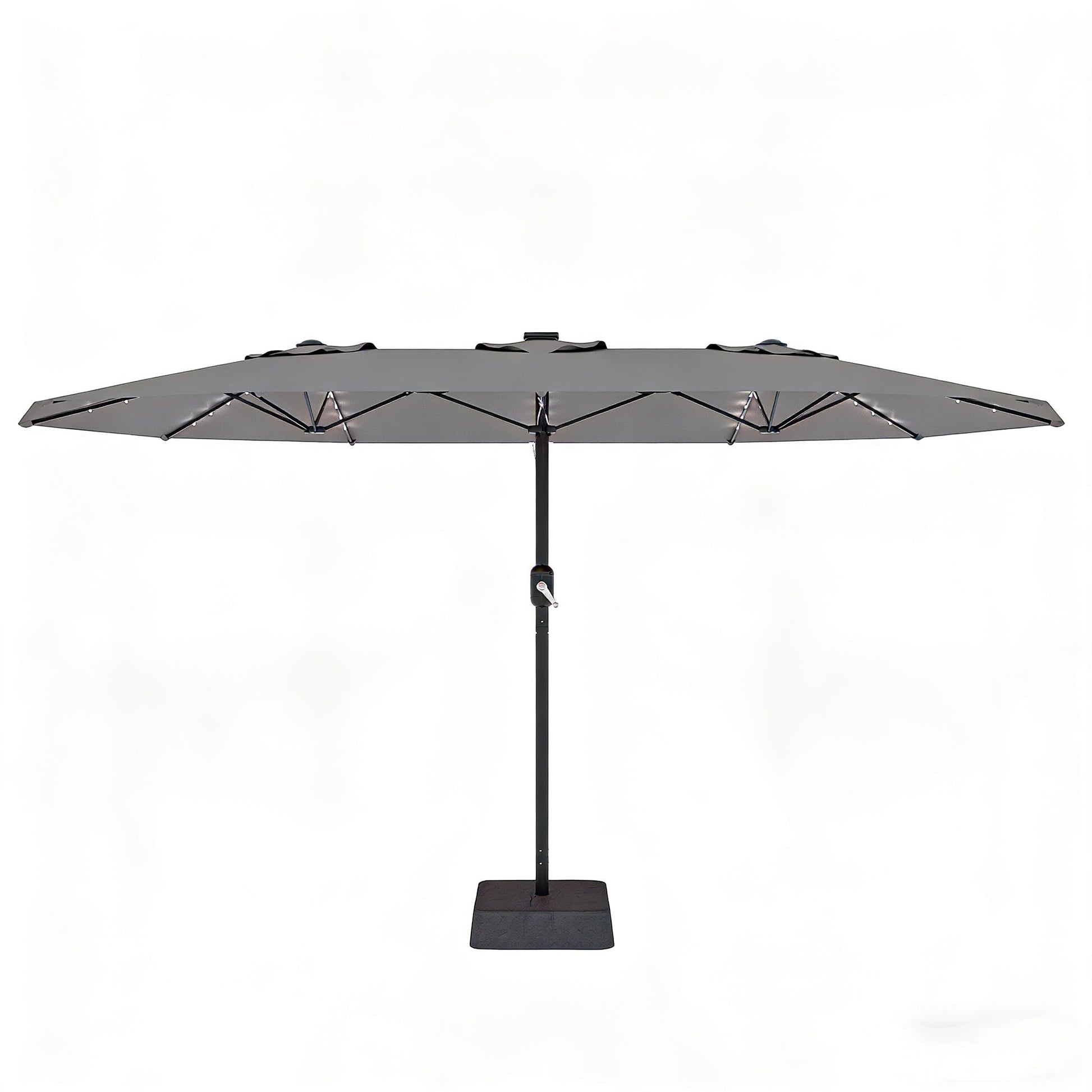 Garvee Parasol Rectangulaire 270 × 450 cm avec Éclairage LED et Recharge Solaire, Base Robuste, pour Terrasse, Jardin, Piscine et Événements, Gris