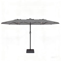 Garvee Parasol Rectangulaire 270 × 450 cm avec Éclairage LED et Recharge Solaire, Base Robuste, pour Terrasse, Jardin, Piscine et Événements, Gris