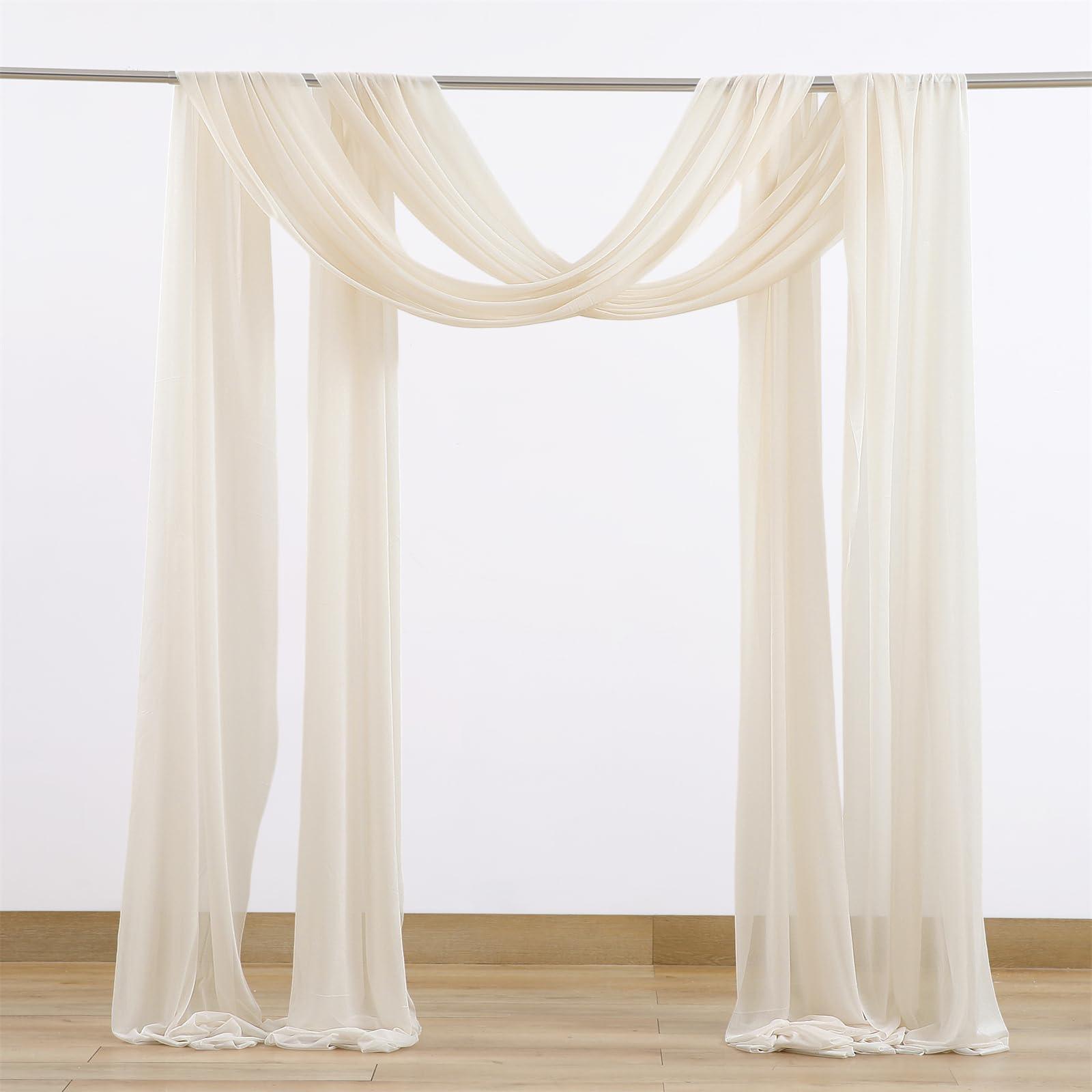 Rideau de tulle d'extérieur Garvee pour arche de mariage, tissu gaze 60 x 550 cm, blanc ivoire, matière douce