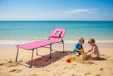 Garvee Chaise Longue Pliante avec Trou Visage, 5 Positions Réglables, Tissu Oxford Résistant, Portable pour Plage et Jardin, Coussin et Poche Latérale - Rose