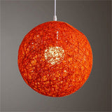 Garvee suspension d'extérieur rotin tressé - abat-jour rond 15 cm - Style Bohème Fait Main - Luminaire Jardin porche Salon - 7 couleurs vives, Orange - Orange