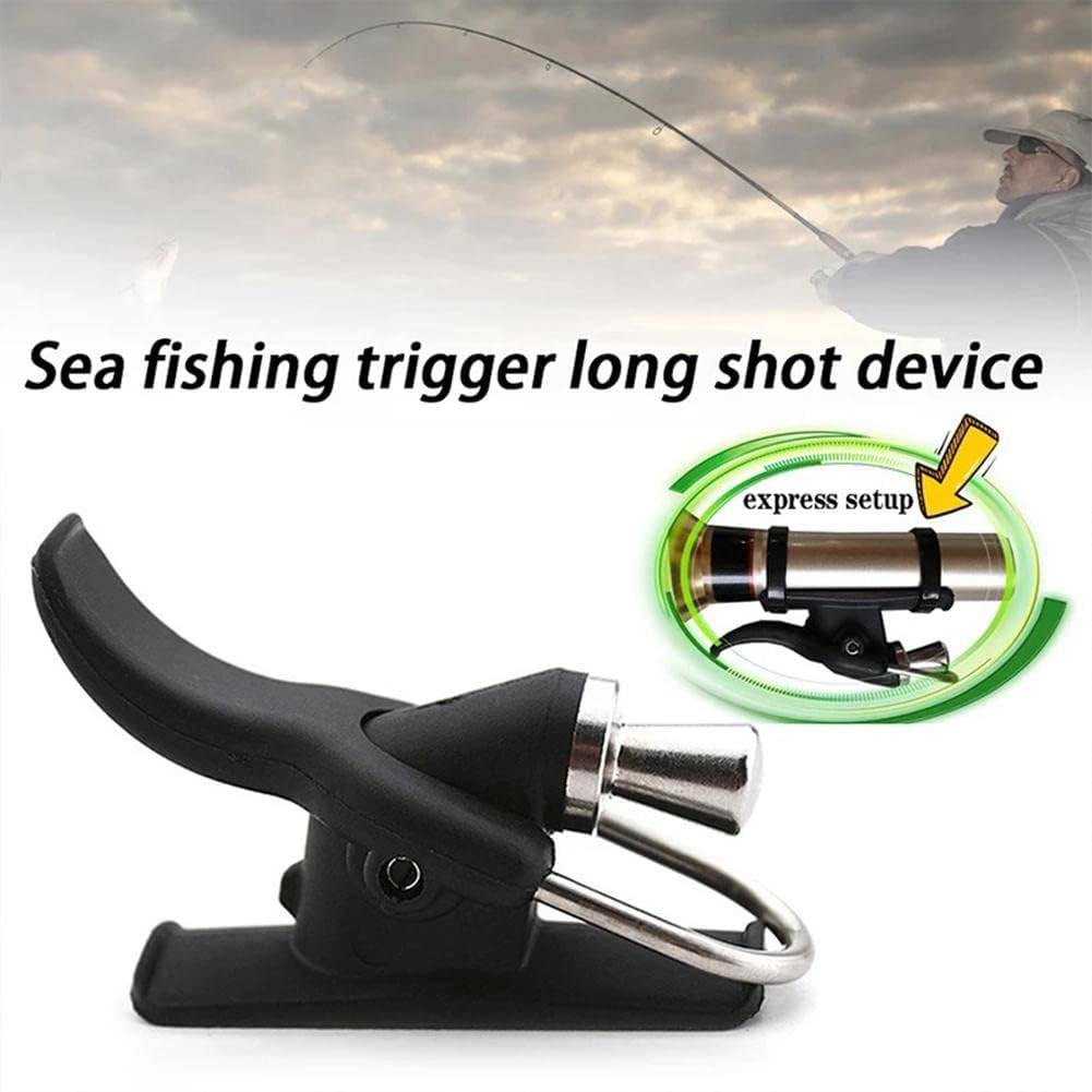 Garvee Lot de 2 gâchettes de pêche en mer avec bouton-poussoir bionique pour doigt et pouce, bobine fixe noire pour la pêche côtière et de plage