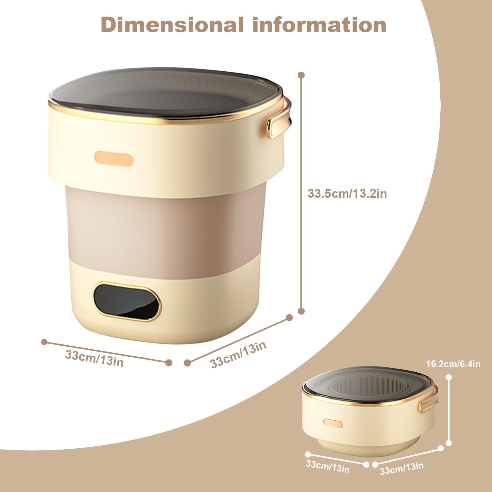 Garvee Mini lave-linge portable 13 L, capacité 2,5 kg, pliable, moteur silencieux, ABS durable, idéal pour camping, voyage, caravane et petits espaces