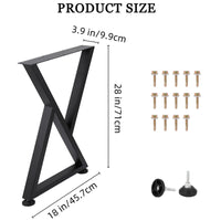 Garvee Pieds de table en métal noir forme X, hauteur 71 cm, support jusqu’à 400 kg, patins réglables, pour bureau, table et mobilier maison