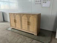 Garvee Buffet avec portes en rotin, grand rangement, structure durable en MDF, style bohème naturel, pour salon et salle à manger