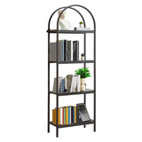 Garvee étagère à 4 niveaux en métal, style arqué, robuste et moderne, idéale pour le salon ou le bureau (noir) - Noir
