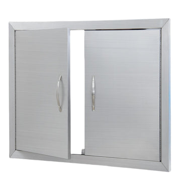 Portes de cuisine extérieure Garvee 30,5 x 21 pouces en acier inoxydable pour barbecue, fermeture magnétique double accès, pour barbecue de jardin