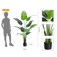 Garvee Oiseau de Paradis Artificiel 152 cm en Polyester, Pot Noir Stable, Plante Réaliste et Durable pour Maison et Bureau