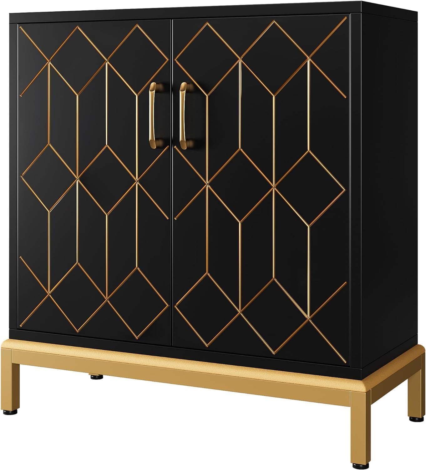 Buffet Garvee avec rangement, étagères réglables, métal, résistant aux rayures et imperméable, noir, pour cuisine et salle à manger, 78,5 cm x 36,3 cm x 84,6 cm