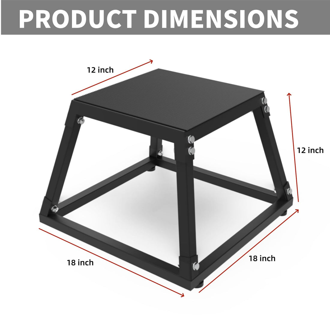 Garvee Boîte de saut pliométrique de 30 cm (30,5 cm) en acier pour l'entraînement à domicile, 45,7 x 45,7 x 30,5 cm (45,7 x 45,7 x 30,5 cm), noire