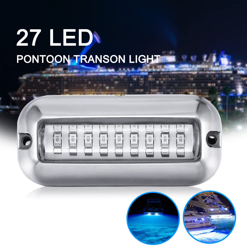 Garvee Lot de 2 lampes marines 27 LED, éclairage sous-marin pour bateau, éclairage de rétroviseur pour ponton en acier inoxydable, lampe de pont étoilée Vissen, lampe de nuit pour yachting et bateau en acier inoxydable