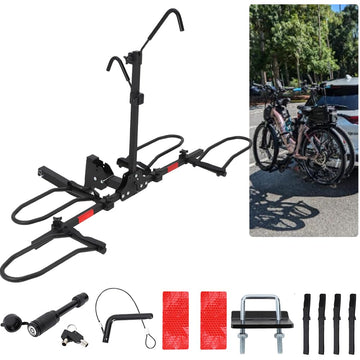 Porte-vélos Garvee 2 pouces pour attelage, 2 vélos, acier, inclinable, réfléchissant, robuste, pour SUV et camions, avec sangles de tension et verrou