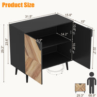 Buffet moderne autoportant Garvee avec portes, aspect bois, noyer noir, 80 cm (31,5 pouces), idéal pour salle à manger ou entrée.