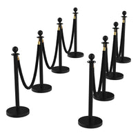 Ensemble de 8 poteaux Garvee en acier inoxydable avec cordes en velours rouge de 1,5 m pour mariages et événements, tapis rouge de 8 m, installation sans outil, remplissage en béton, rouge