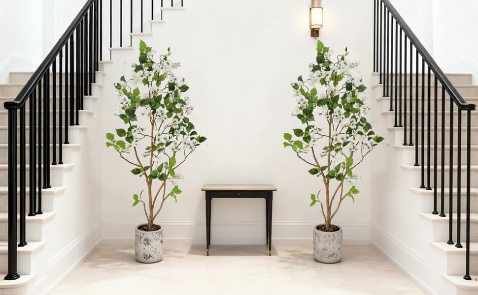 Arbres artificiels Garvee, lot de 2, faux arbres d'intérieur, faciles d'entretien, durables, en plastique, pour la maison et le bureau, vert réaliste