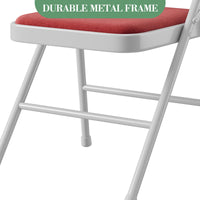Ensemble de 6 chaises pliantes Garvee avec rembourrage, structure en métal, pliables, revêtement en cuir PU, ergonomiques, empilables, rouges, pour le bureau et le camping