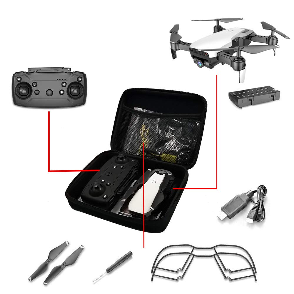 Étui de transport Garvee pour drones E58, JY018, JY019, GW58, X6, E010, E010S, E013 et E5 - Bras pliable, robuste et léger - Noir - Usage extérieur