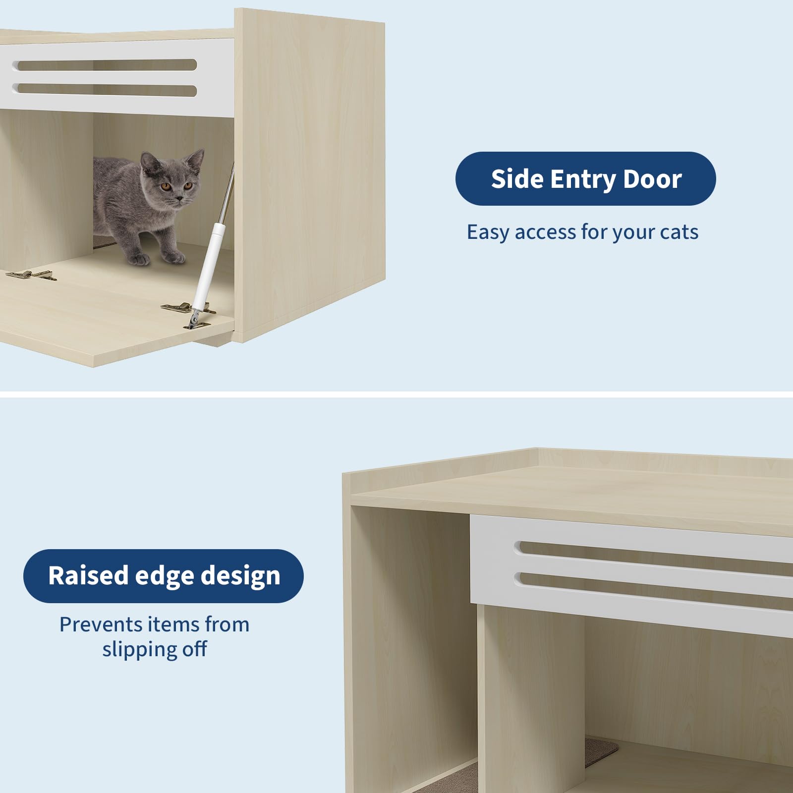Bac à litière Garvee Hideaway avec ventilation, porte à charnières, en bois, idéal pour le salon et la chambre, design moderne, contrôle des odeurs, nettoyage facile