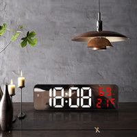 Horloge murale numérique LED Garvee, grand écran, rouge, pour salon, bureau, contrôle automatique de la luminosité, heure, température, humidité