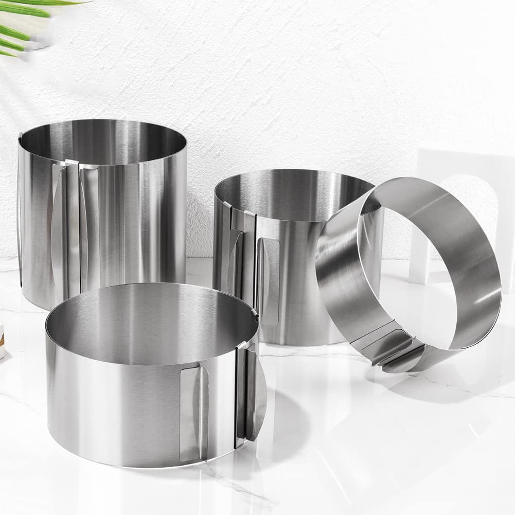 Cercle à mousse télescopique Garvee en acier inoxydable, réglable de 6 à 30 cm avec graduation, hauteur 12 cm, idéal pour la pâtisserie familiale.