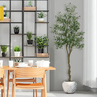 Olivier artificiel Garvee de 210 cm (7 pieds) avec feuilles et fruits réalistes, idéal pour la décoration du salon, de la chambre ou du bureau. Vert.