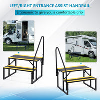 Garvee Escalier portable 2 marches avec rampe, bandes antidérapantes, pour camping-car, mobil-home, spa, caravane, piscine hors-sol, intérieur/extérieur