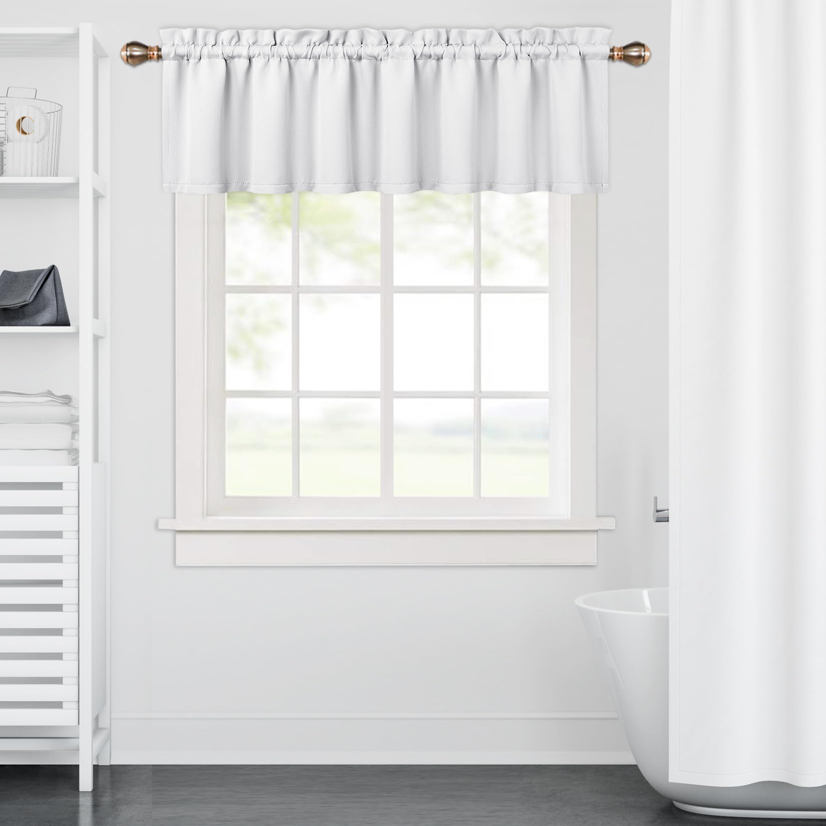 Rideaux de cuisine Garvee Valance 52 x 15 pouces, blanc bordeaux, occultants thermiques, à œillets pour petites fenêtres, cuisine ou chambre.