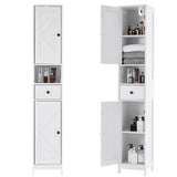 Garvee Armoire haute de salle de bain , 2 étagères réglables, MDF, blanc, gain de place