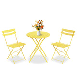 Garvee Ensemble Bistro terrasse 3 Pièces Pliant Métal Robuste Sans Assemblage Idéal Balcon Jardin Compact - Jaune