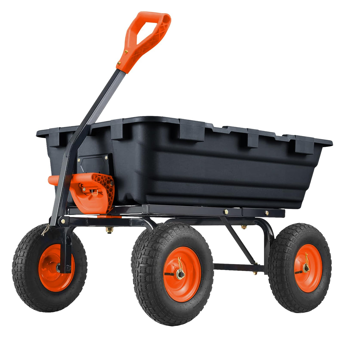 Chariot de jardin basculant Garvee Poly, capacité de 363 kg, pneus de 25 cm, poignée pivotante à 180°, châssis en acier, déchargement rapide, robuste, pour le jardinage et l'agriculture