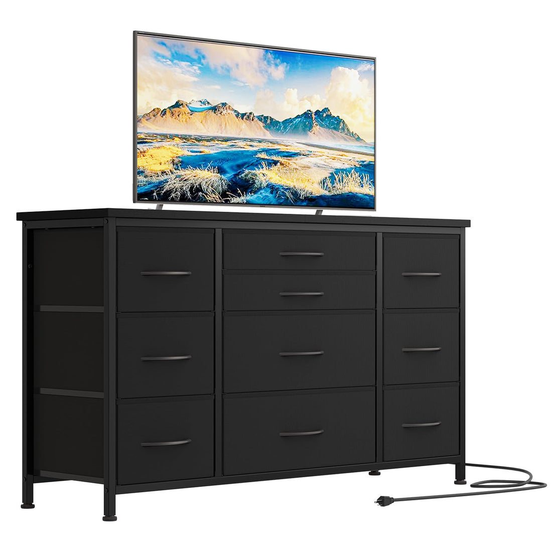 Commode industrielle Garvee à 10 tiroirs, métal et MDF, idéale pour les chambres d'enfants, 121 x 39 x 70 cm, multicolore