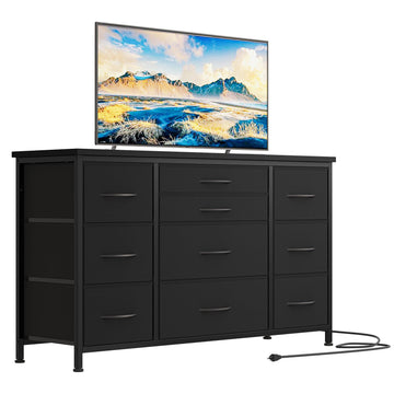 Commode industrielle Garvee à 10 tiroirs, métal et MDF, idéale pour les chambres d'enfants, 121 x 39 x 70 cm, multicolore