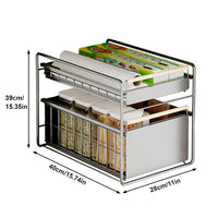 Garvee organiseur de tiroir à 2 niveaux, 39 × 28 × 40 cm, argent, système de rangement gain de place pour la cuisine et la salle de bain
