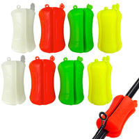 Garvee Lot de 8 sangles de canne à pêche extensibles en silicone à 4 trous, portables, pour accessoires de pêche en extérieur