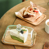 Beurrier en bois Garvee avec couvercle en verre, rectangulaire, en bambou, pour desserts et confiseries