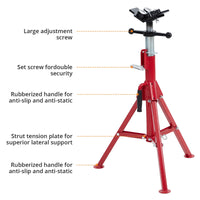 Support de tuyau à tête en V Garvee, pliable, robuste, en acier au carbone, réglable en hauteur de 71 à 132 cm (28 à 52 pouces).