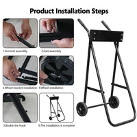 Chariot pour moteur hors-bord Garvee, capacité 85 kg, support pliable pour la réparation et le transport de bateaux, hauteur 99 cm, fer, noir