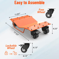 Chariots de manutention Garvee à roues, capacité de charge de 1814 kg (4000 lb), plateau en acier antidérapant en forme de V avec roues universelles pour voitures, camions et bateaux (lot de 2).