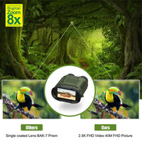 Jumelles de vision nocturne Garvee 2,5K 40MP numériques IR zoom 8x étanches et portables pour la chasse, l'observation des oiseaux et le camping