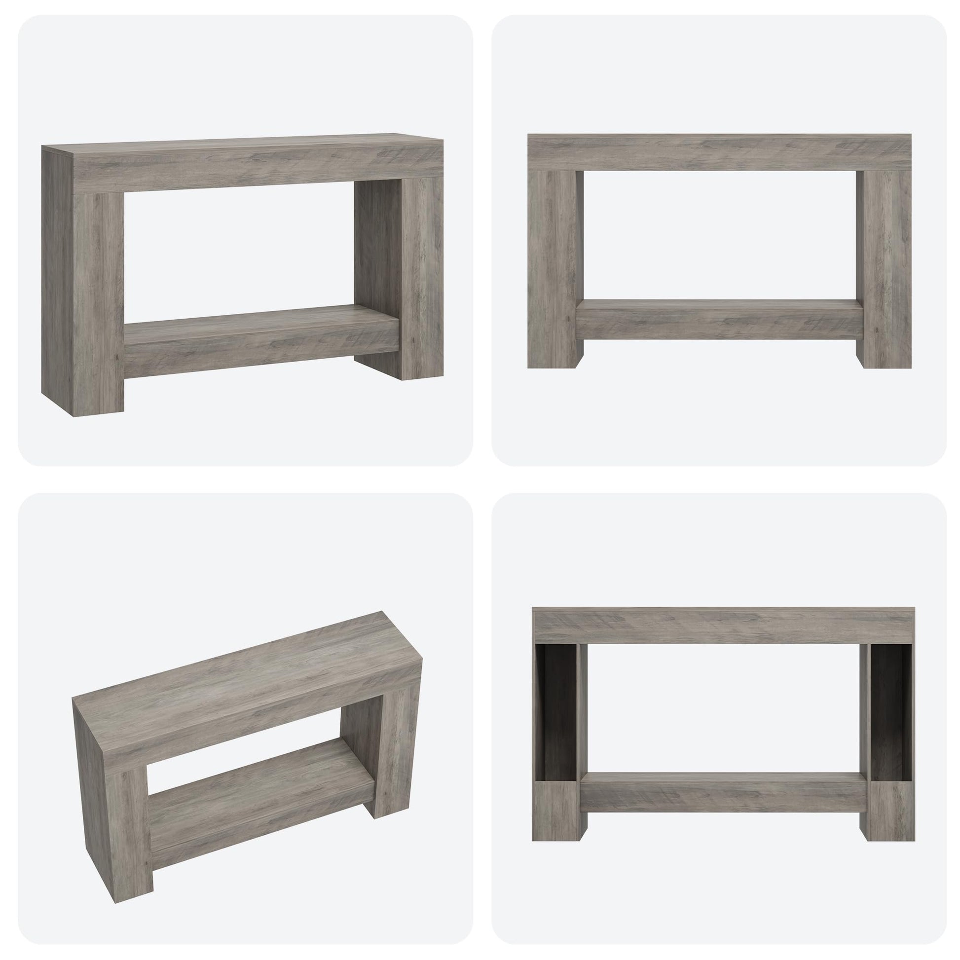 Garvee Console 119,4 cm pour couloir, 2 niveaux, bois robuste, style rustique, avec rangement, pour salon et entrée, marron