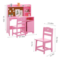 Bureau enfant Garvee avec chaise, en bois, ergonomique, avec espace de rangement, pour les 3-12 ans, idéal pour étudier ou dormir dans une chambre, résistant aux rayures