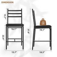 Ensemble de 2 tabourets de bar Garvee, en métal, assises rembourrées en similicuir, dossier ergonomique, pour cuisine et bar, robustes, noirs