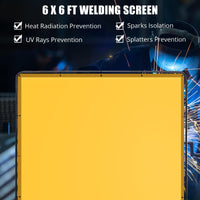 Écran de soudage Garvee 1,8 x 1,8 m avec cadre en acier, résistant aux UV, ignifugé, mobile sur roulettes pour atelier et garage, en PVC de qualité industrielle