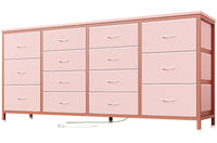 Garvee Meuble TV 63 po (160 cm) de large pour téléviseurs de 65 à 75 po (165 à 190 cm), 14 tiroirs, plateau en tissu et bois, protection anti-basculement, pour chambre et salon, durable et sûr