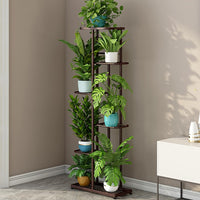 Support à plantes en métal Garvee, 6 niveaux, pour 7 pots, couleur bronze doré, robuste et antirouille, idéal pour le salon et le jardin, gain de place.