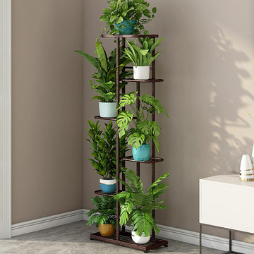 Support à plantes en métal Garvee, 6 niveaux, pour 7 pots, couleur bronze doré, robuste et antirouille, idéal pour le salon et le jardin, gain de place.