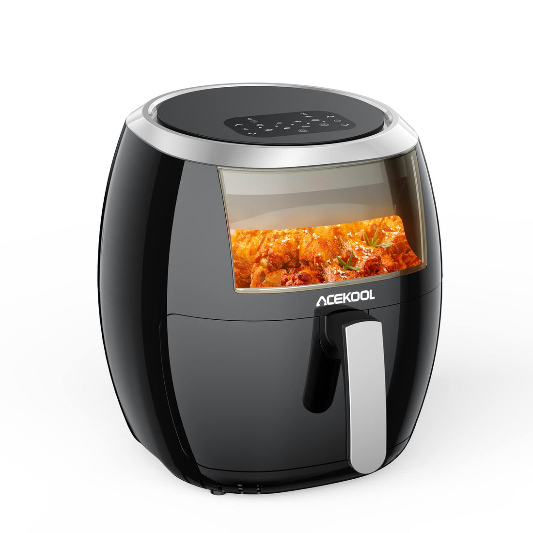 Friteuse à air chaud GARVEE 8L, sans huile, économe en énergie (1800 W), 8 programmes, affichage numérique, arrêt automatique, résultats croustillants, compatible lave-vaisselle.